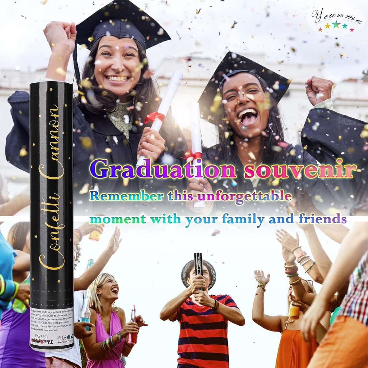 5 Pack Confetti Cannon Biodegradable, 12 Inch Confetti Poppers Graduation, Suitable for Graduation
