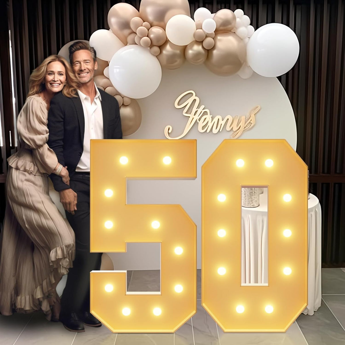 imprsv 4FT Light Up Numbers, Marquee Numbers 50th Birthday Decorations for Women Men, Large Light
