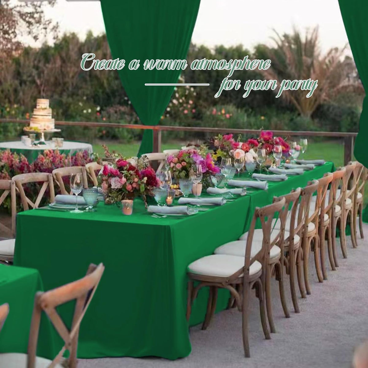 12 Pack Green Tablecloths for Rectangle Tables 60 x 126 Inch Polyester Tablecloth 8 Foot Rectangle