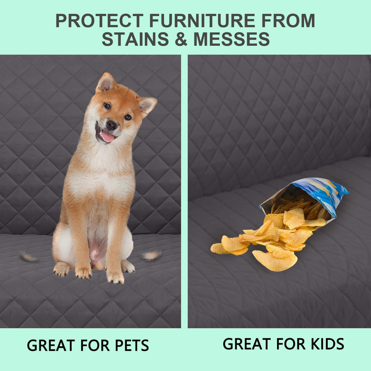 Reversible Oversized Sofa Covers Couch Cover Furniture Protector for Dogs Elastic Straps Water