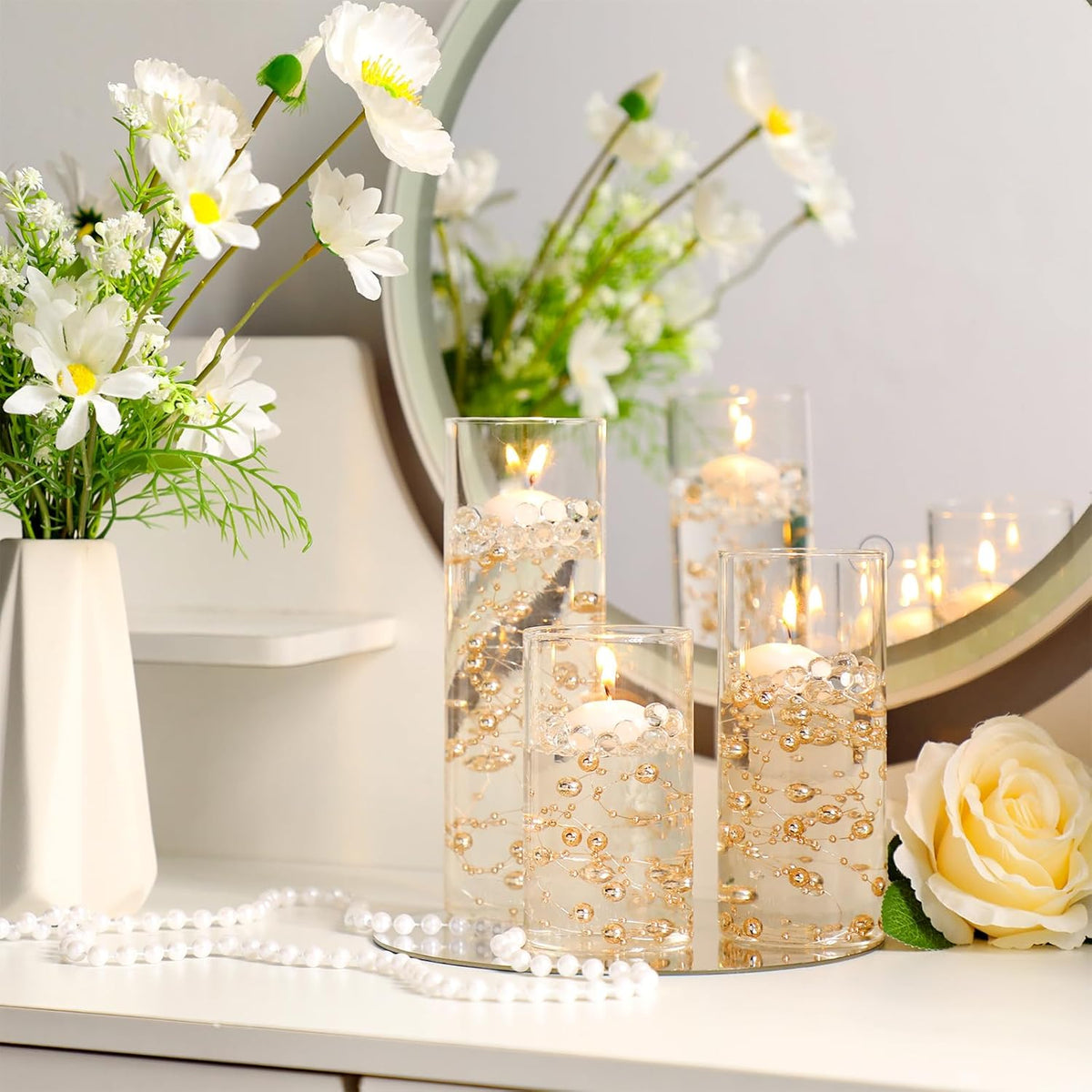 Sawysine 30 Pcs Glass Cylinder Vases 2.5''/2.95''/3.9'' Diameter Clear Flowers Vase Hurricane