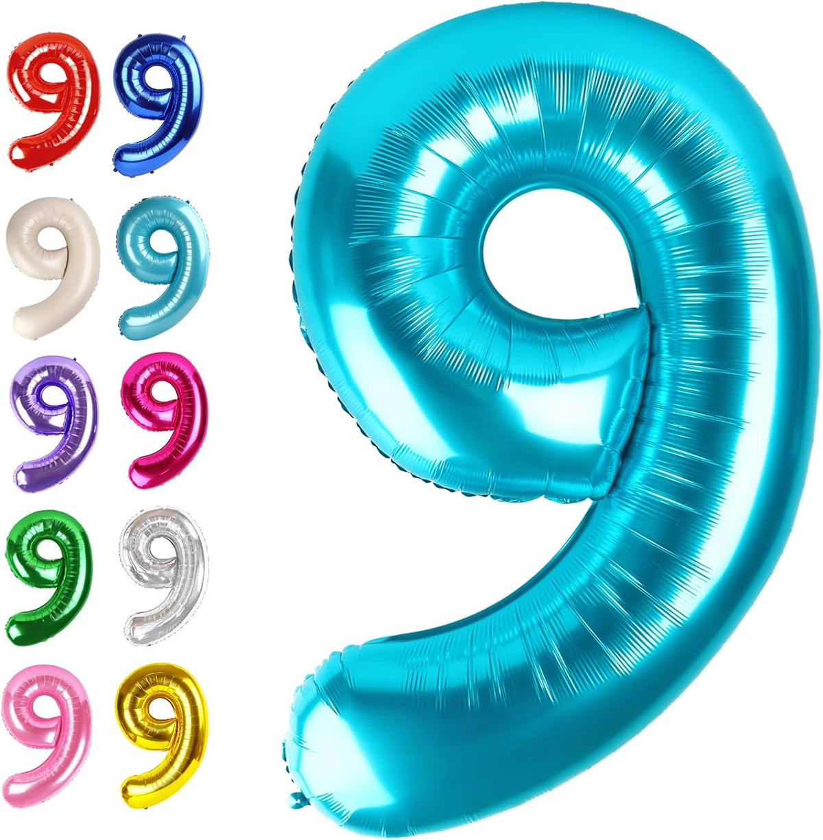 Big Blue 40 Inch 9 Balloon Number, Jumbo Giant 9th 19 29 39 49 99 Birthday Party Decorations, Large