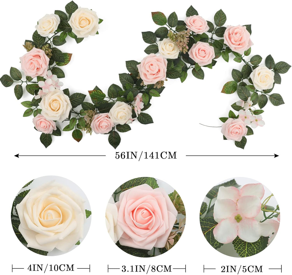 5FT Artificial Rose Flower Burgundy Fake Floral Garland for Wedding Ceremony Backdrop Arch Flowers