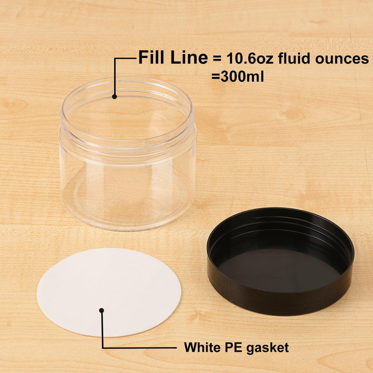 36 Packs 10 OZ Transparent Plastic Jars with black Lids, Body Butter Containers, Cosmetic