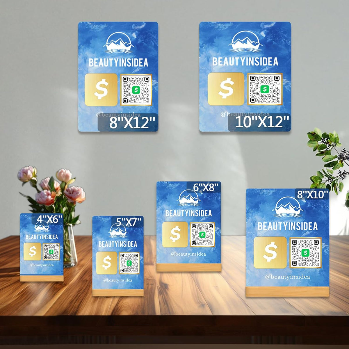Personalized Custom Metal QR Code Sign Venmo Cashapp Scan to Pay with Stand Instagram Facebook