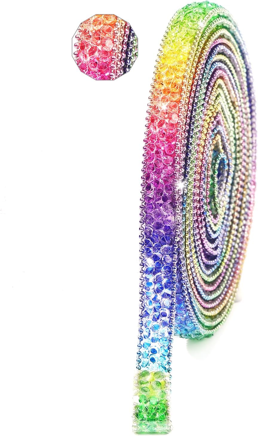Rhinestone Ribbon 3 Yards Self Adhesive Rhinestone Strips Diamond Ribbon Sticker Crystal Roll