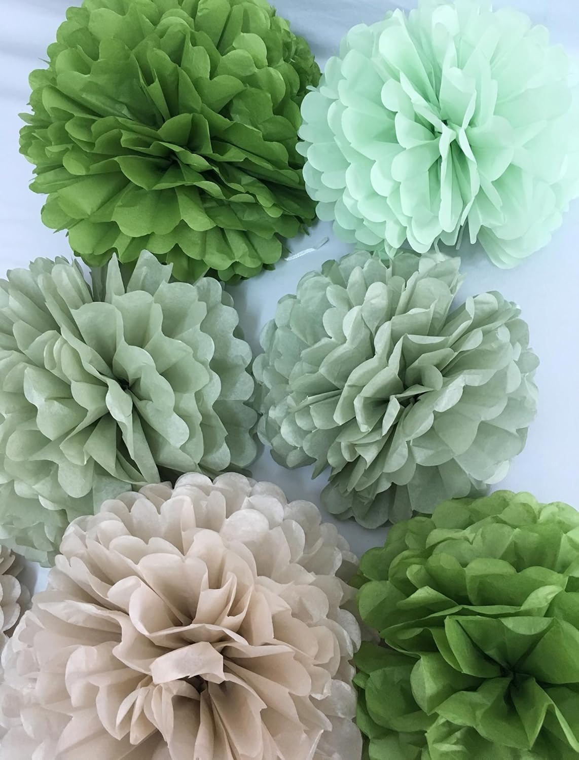 Tissue Paper Pom Poms Kit Paper Flowers 12pieces for Gender Baby Shower Wedding Bridal Bachelorette