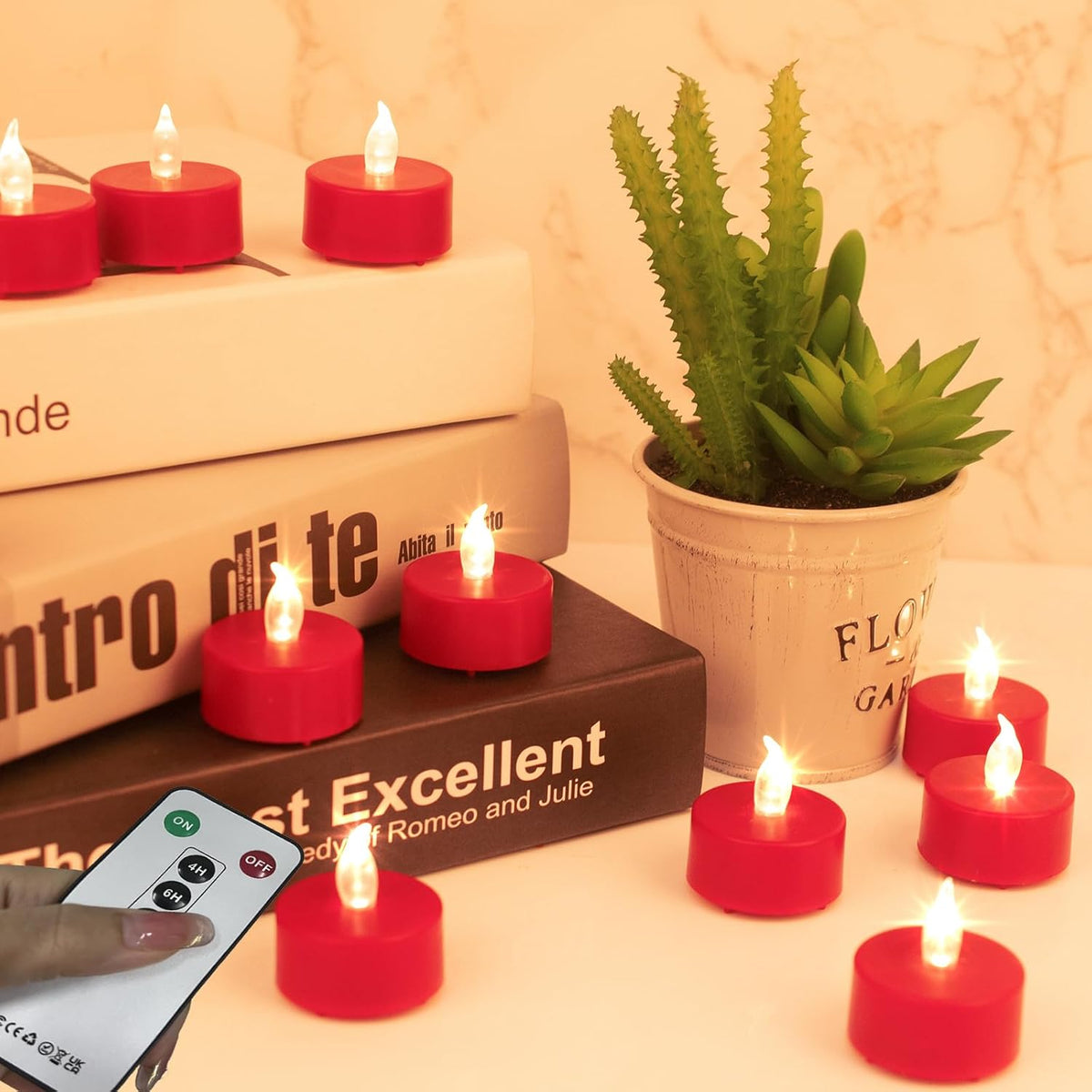 Tea Light Candles with Remote Control,Flickering Flameless LED Candle,Long Lasting