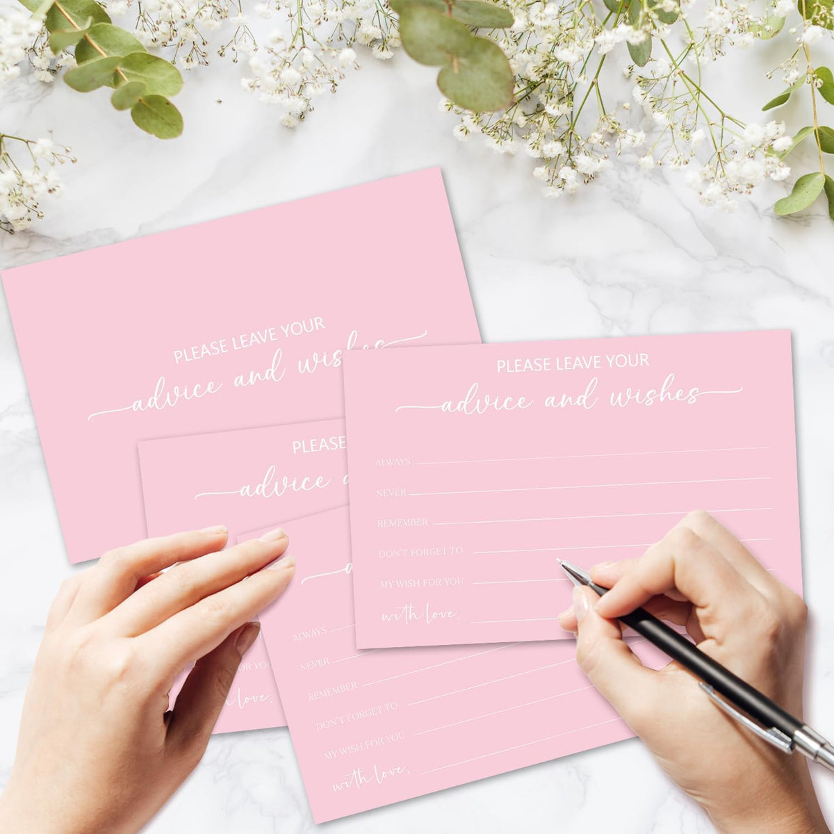 Pink Advice and Wishes Card, Advice Cards for The Bride and Groom, Bridal Shower,Wedding or Baby