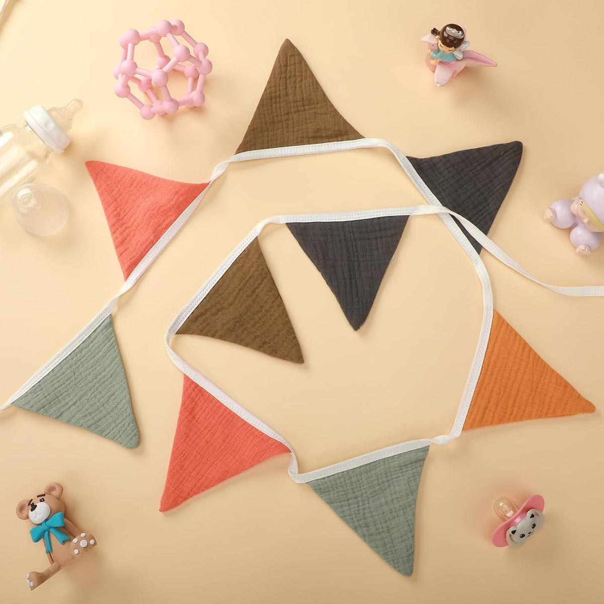 Oudain 15.5 ft Pennant Banner Flags, 2 Pcs Nursery Garland Triangle Bunting Flag Baby Banner for
