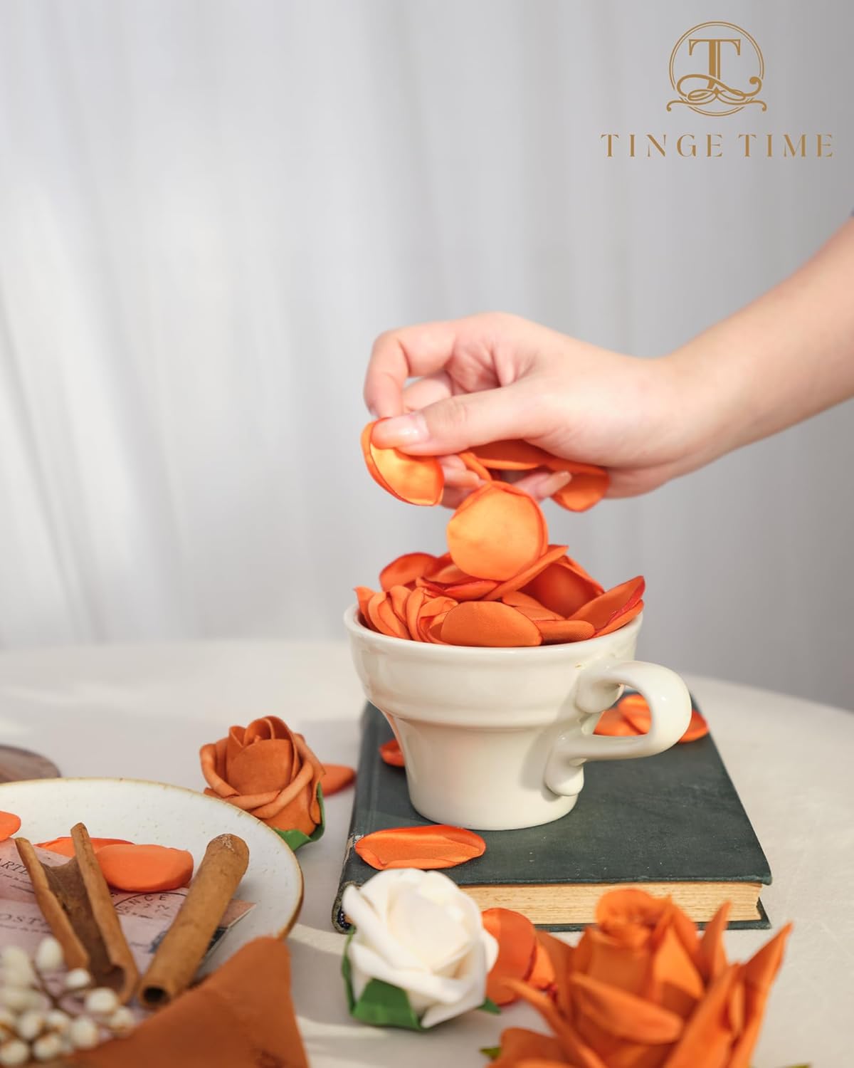 TINGE TIME Silk Flowers: 200pcs Rose Petals for Wedding, Decoration, Bridal Showers, Flower Girl
