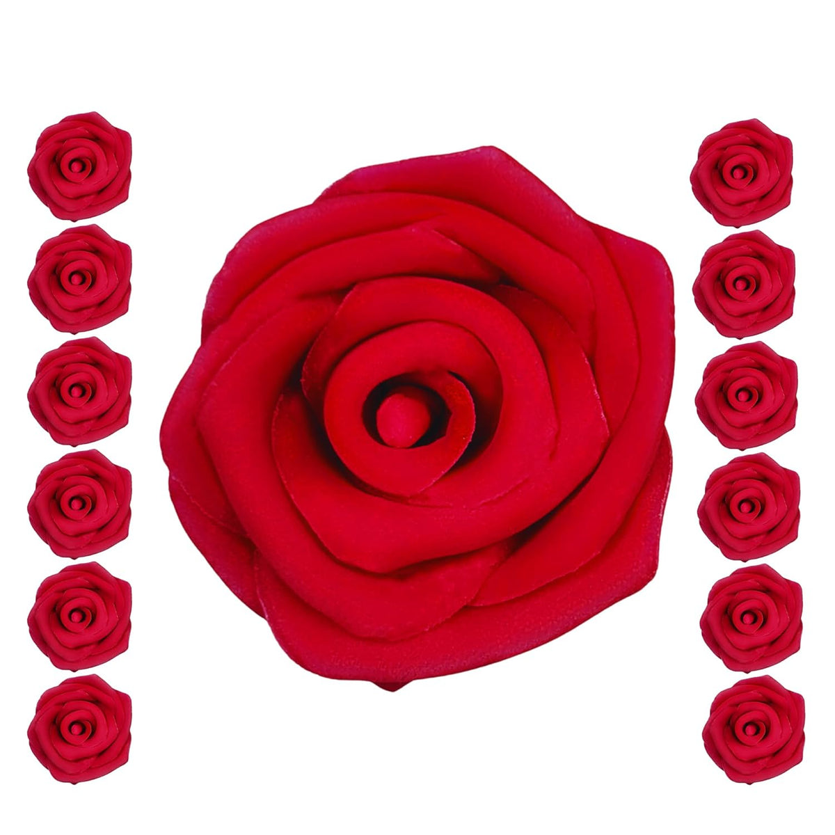 Confect Edible Neon Pink Roses – 12-Pack Edible Roses for Cake Decoration – Bold Floral Toppers for