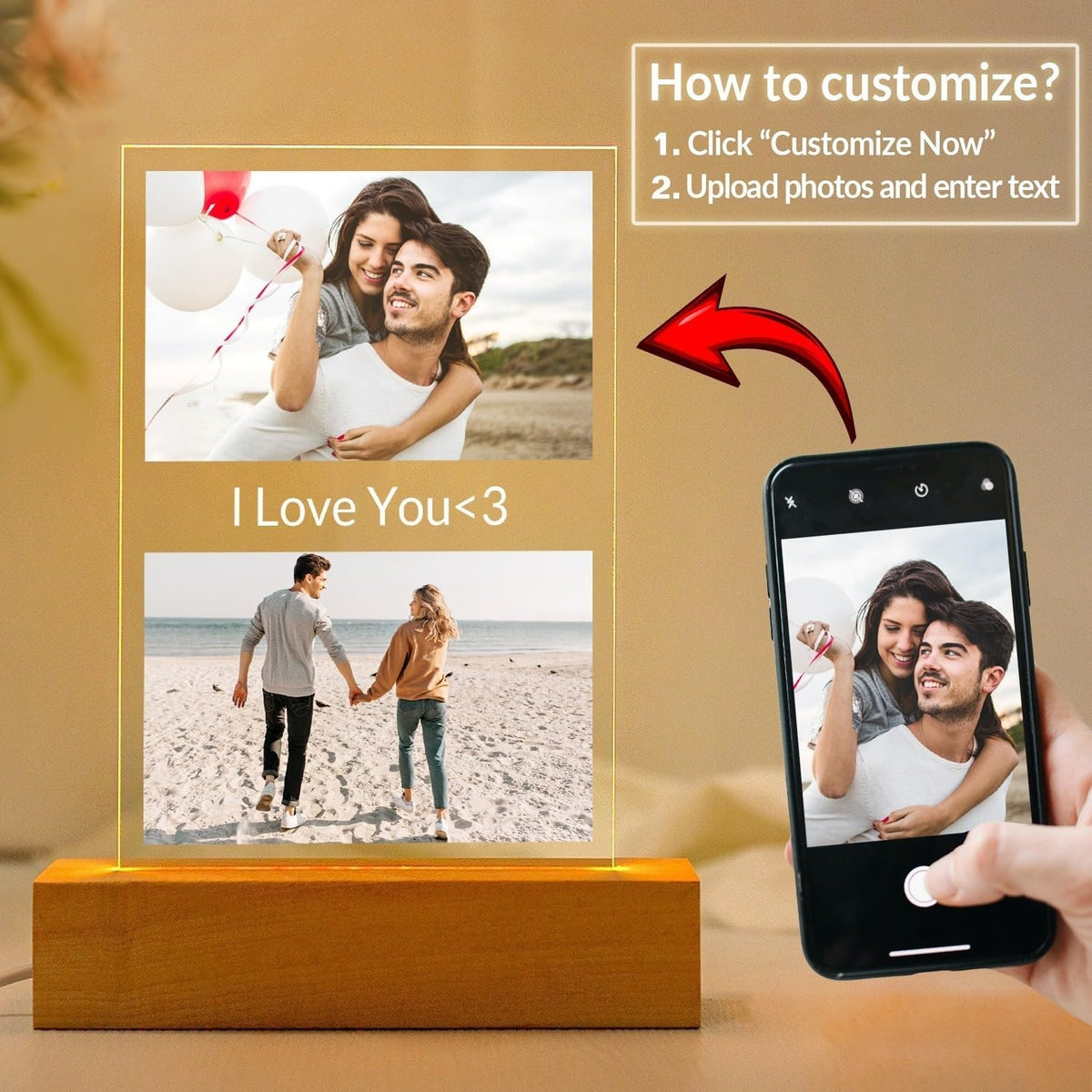 Personalized Anniversary Couple Gifts for Women & Men, Custom Picture Frames with Photo