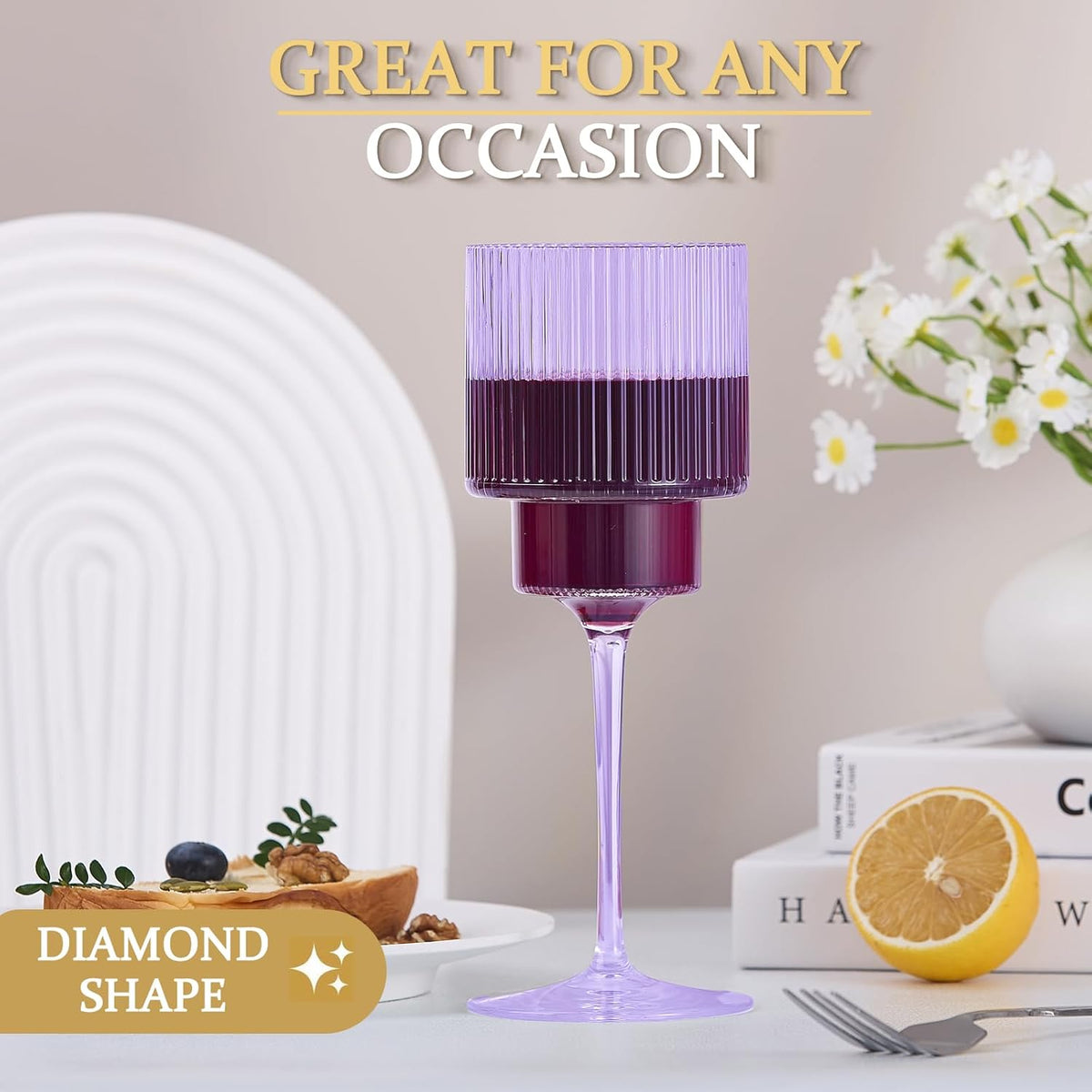 Plastic Goblets Wine Glasses - 12Oz Acrylic Wine Glasses Origami Unbreakable Clear Plastic Cocktail