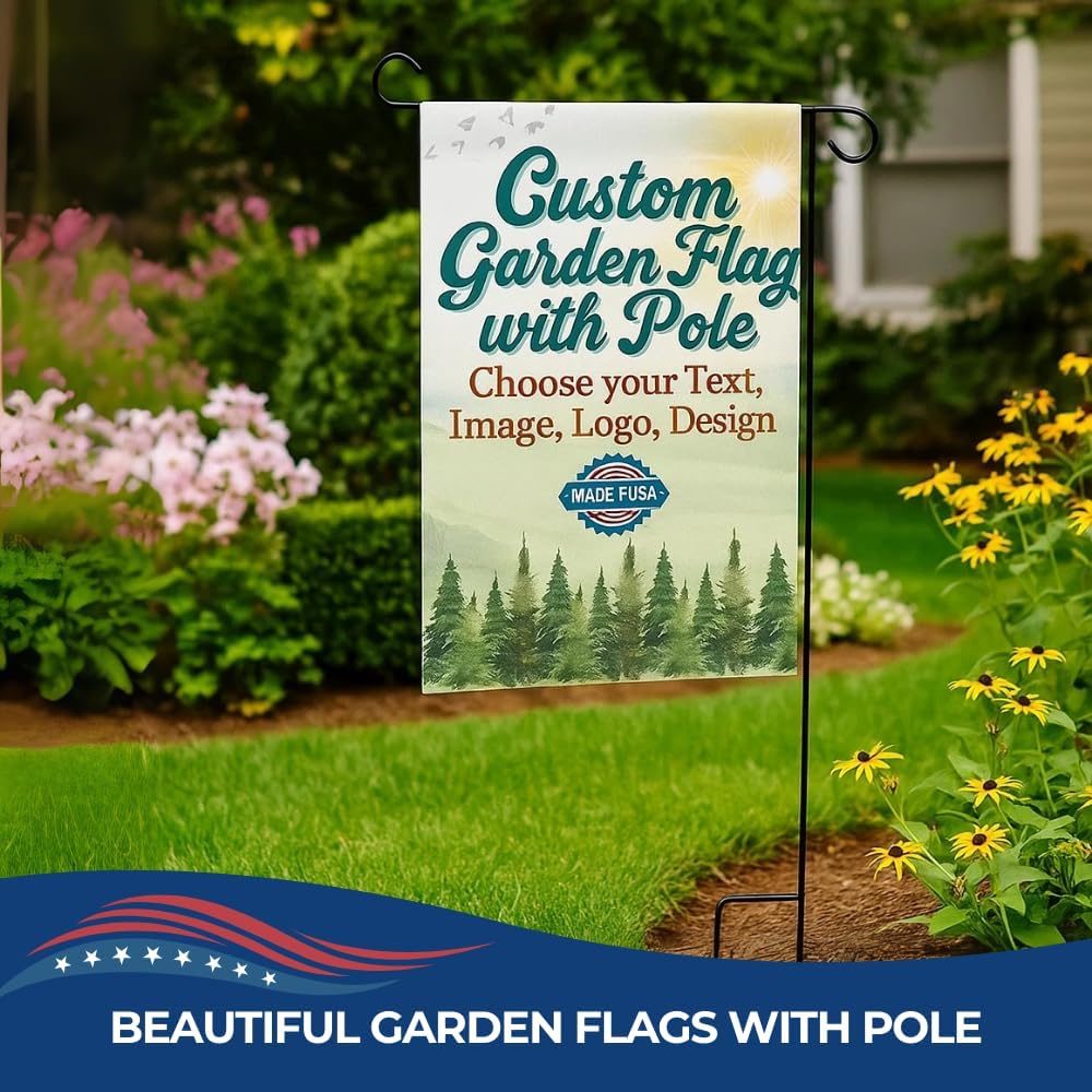 Custom Garden Flag with Pole Stand By DC – Personalized Garden Flags for Outside, Decorative