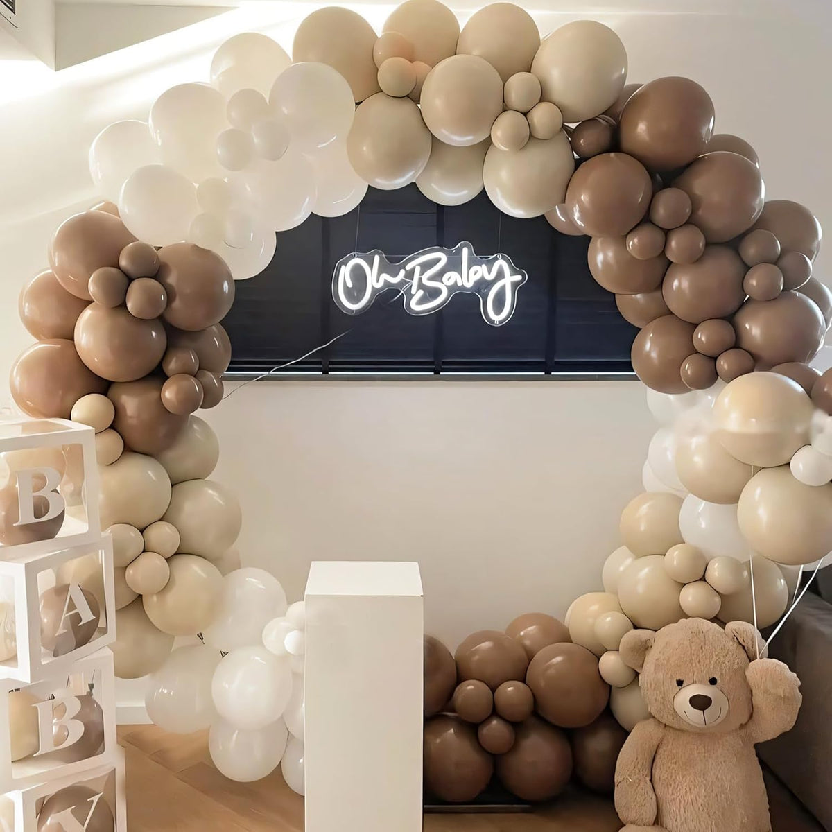 110pcs White Sand Balloons 12 Inch White Latex Balloon Garland Arch Kit for Birthday Baby Shower