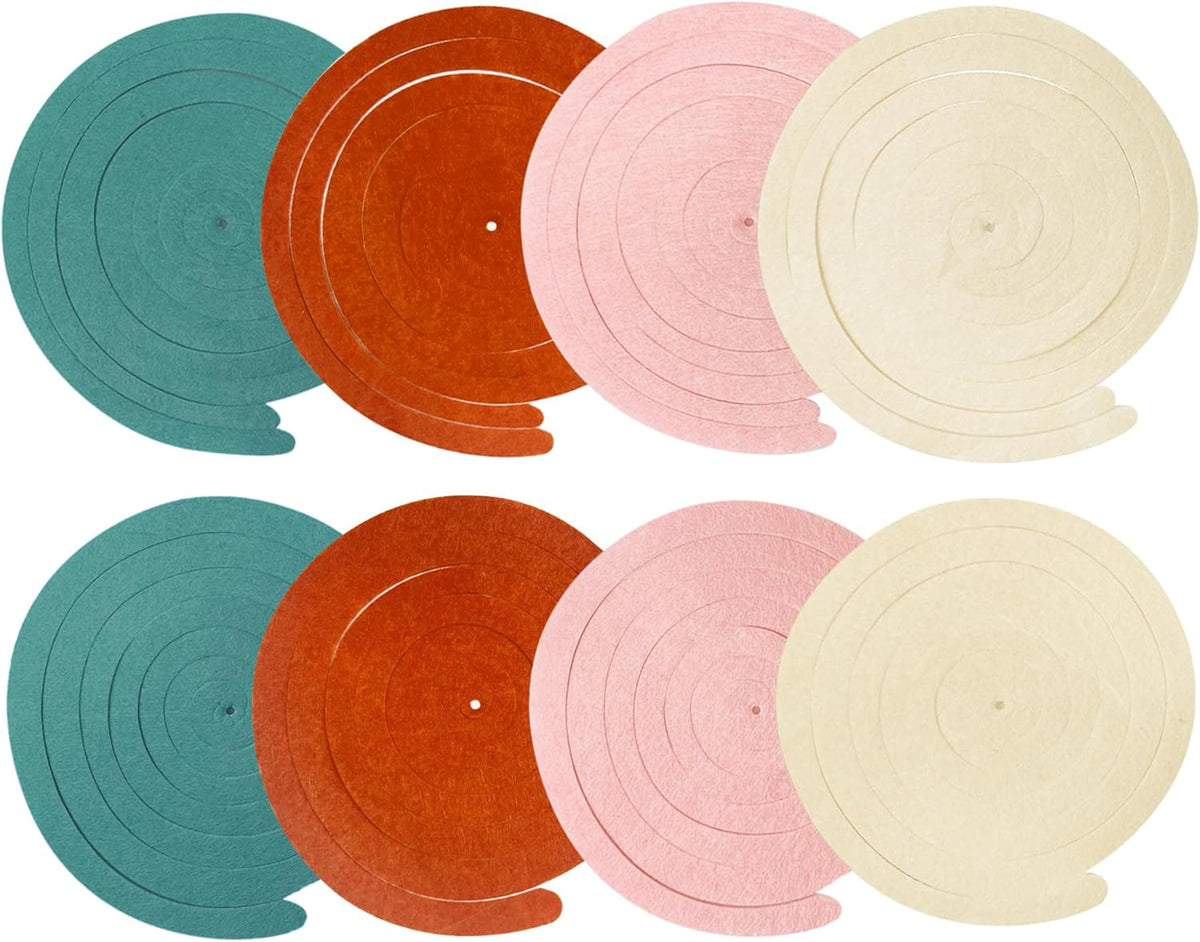 36 Pcs Boho Hanging Swirl Decorations Aqua Green Orange Pink Beige Felt Swirl Streamer Spiral
