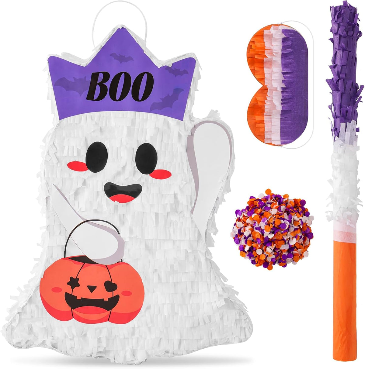 VINTS Halloween Piñata,Cute Ghost Piñata with Blindfold Stick,Pinata for Kids Birthday Party,Trick