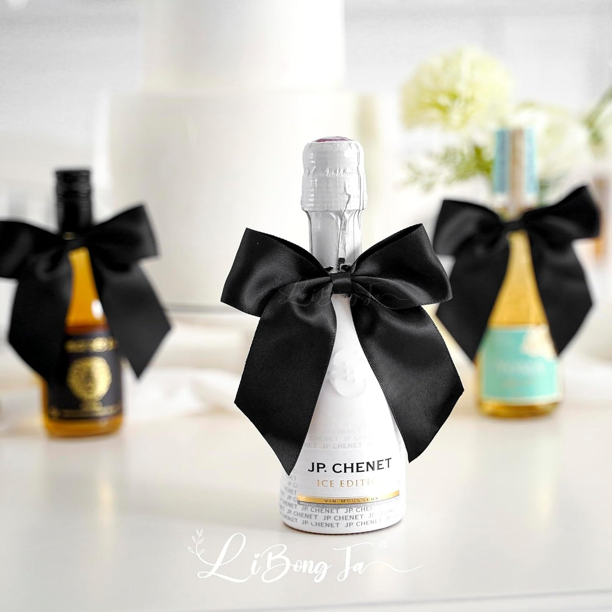 4.5" Satin Ribbon Black Bows for Gift Wrapping, Twist Tie Bows, Cute Bows for Crafts, Party Favors