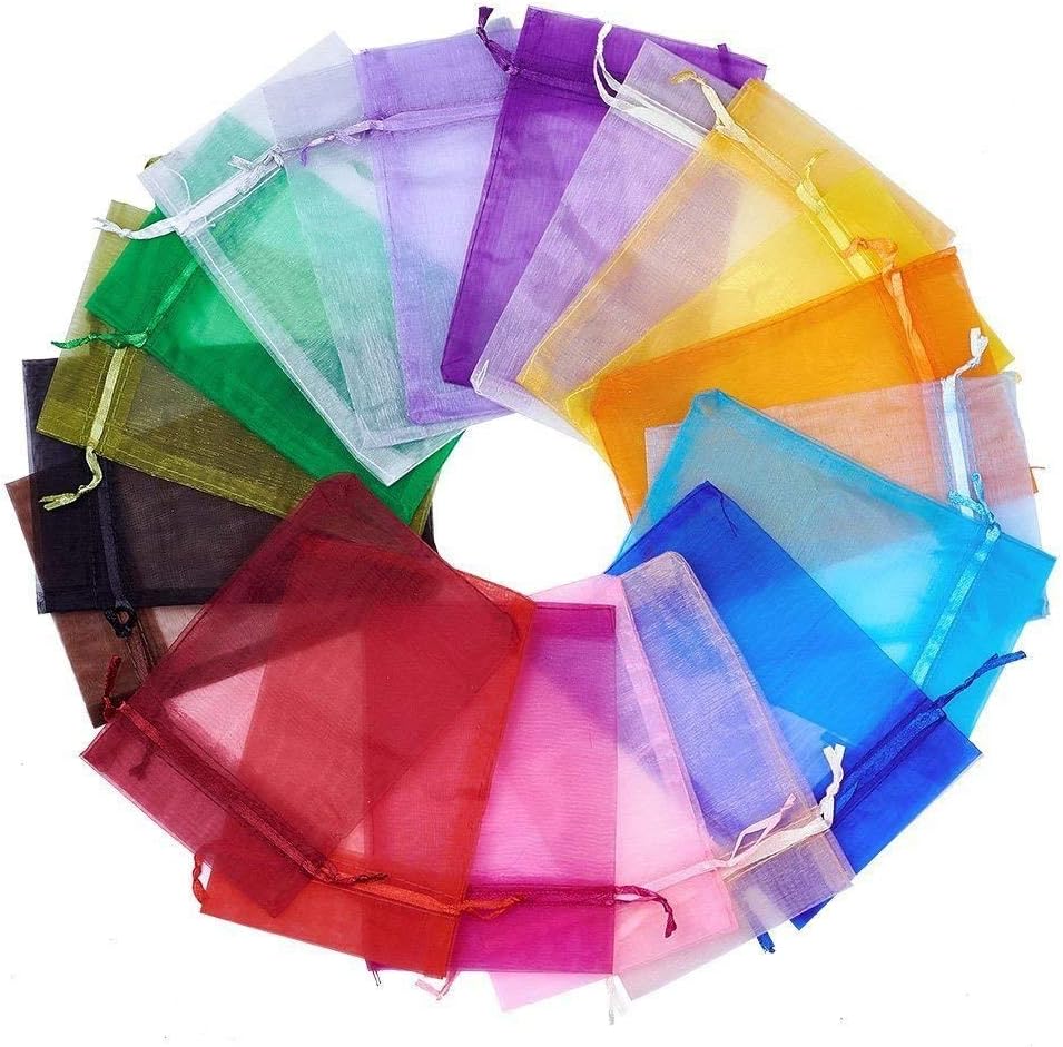 Wudygirl 100 PCS Drawstring Organza Bags 5X7 inches Jewelry Pouches Wedding Baby Shower Party Candy