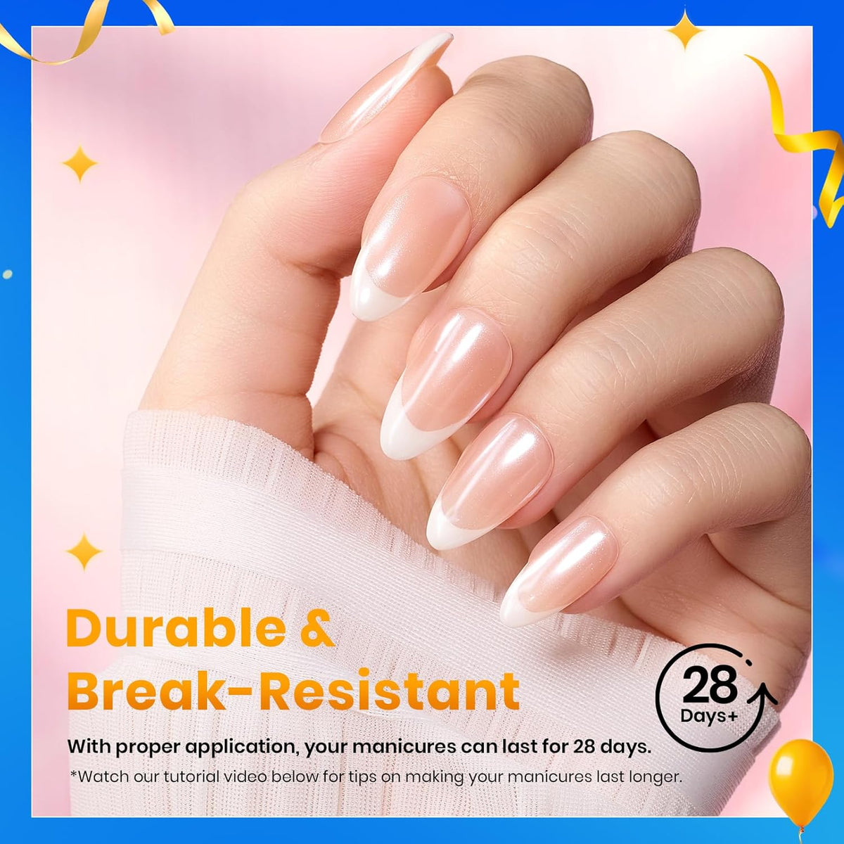 Beetles Short Almond Nail Tips: 12 Sizes 288 PCS Half Matte Full Cover Gel Tips Clear Acrylic Gel