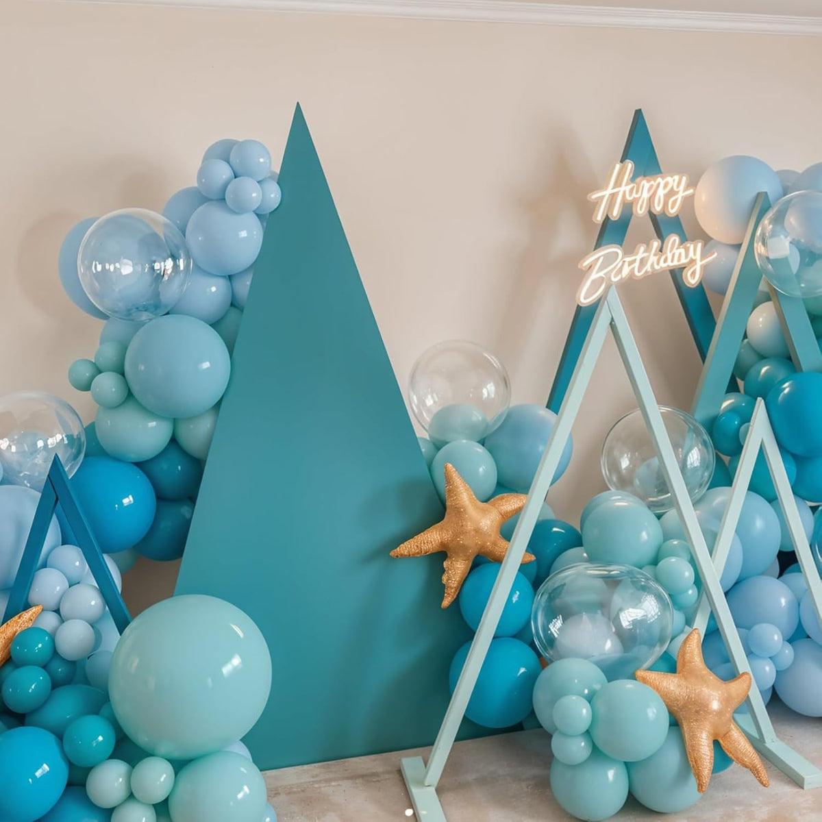 Ocean Themed Balloons, Macaron Light Baby Sea Blue Teal Transparent Balloons for Boy Girl Ocean