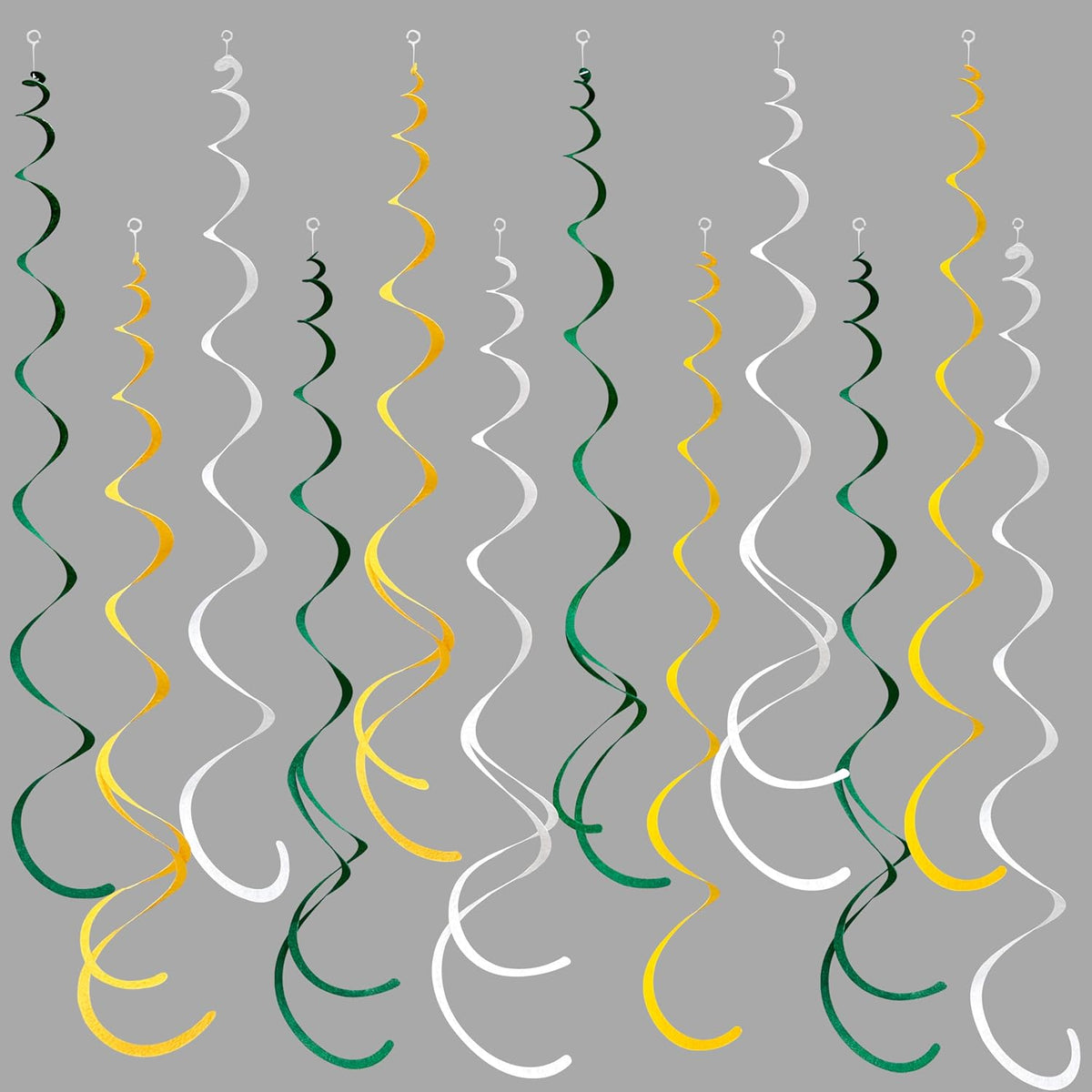 36 Pcs Green Yellow White Hanging Swirl Decorations Felt Swirl Streamer Spiral Ceiling Garland