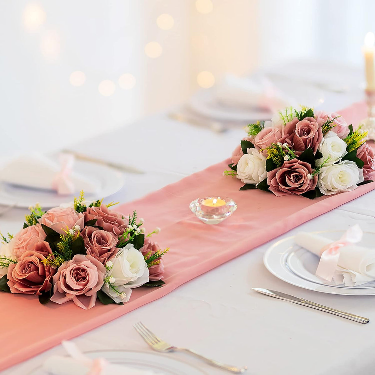 BLOSMON Dusty Rose Flowers Centerpieces: 6 Pcs Pink Roses Artificial Flowers Balls for Wedding