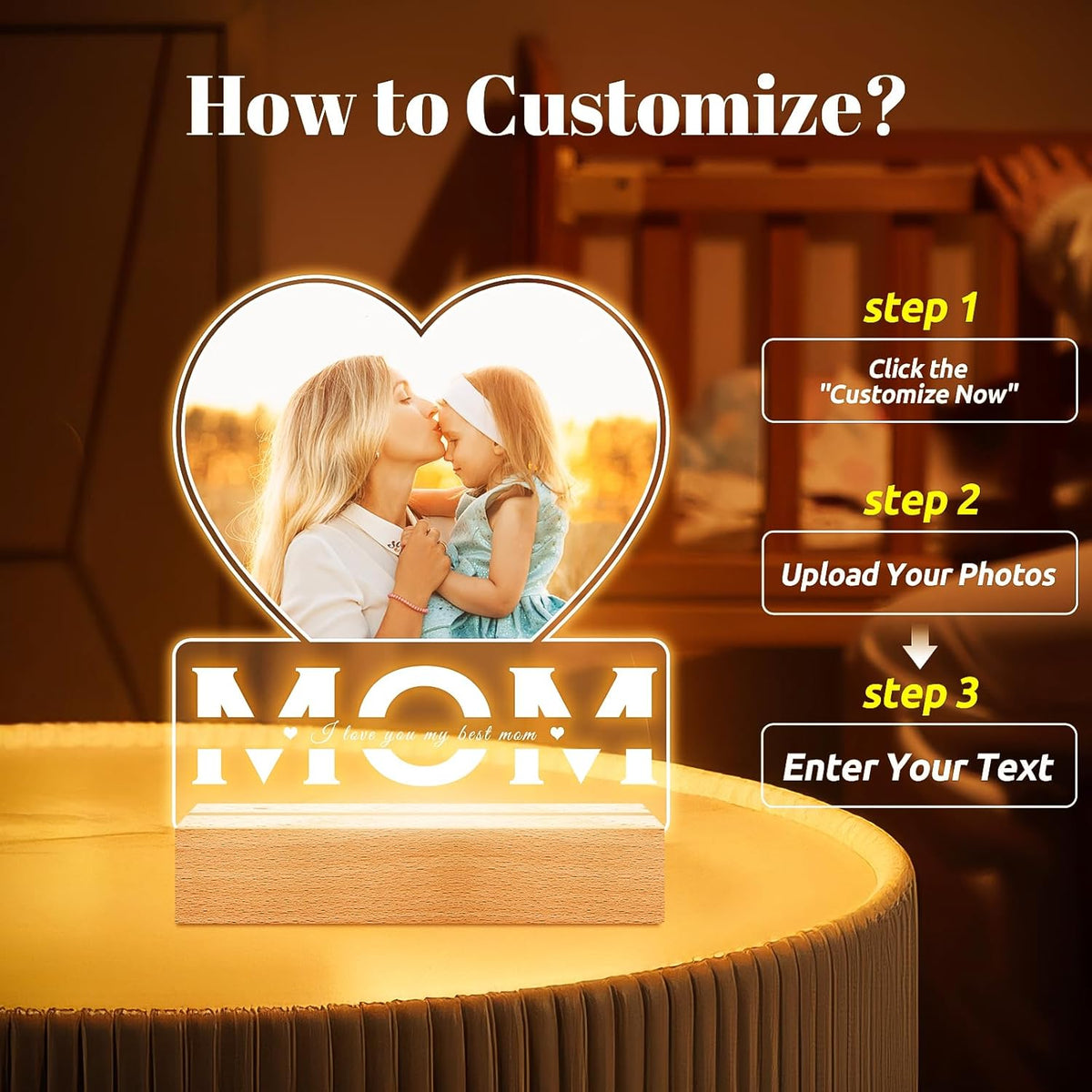 Personalized Gifts for Mom from Daughter and Son, Custom Picture Frames with Photo, Custom Photo