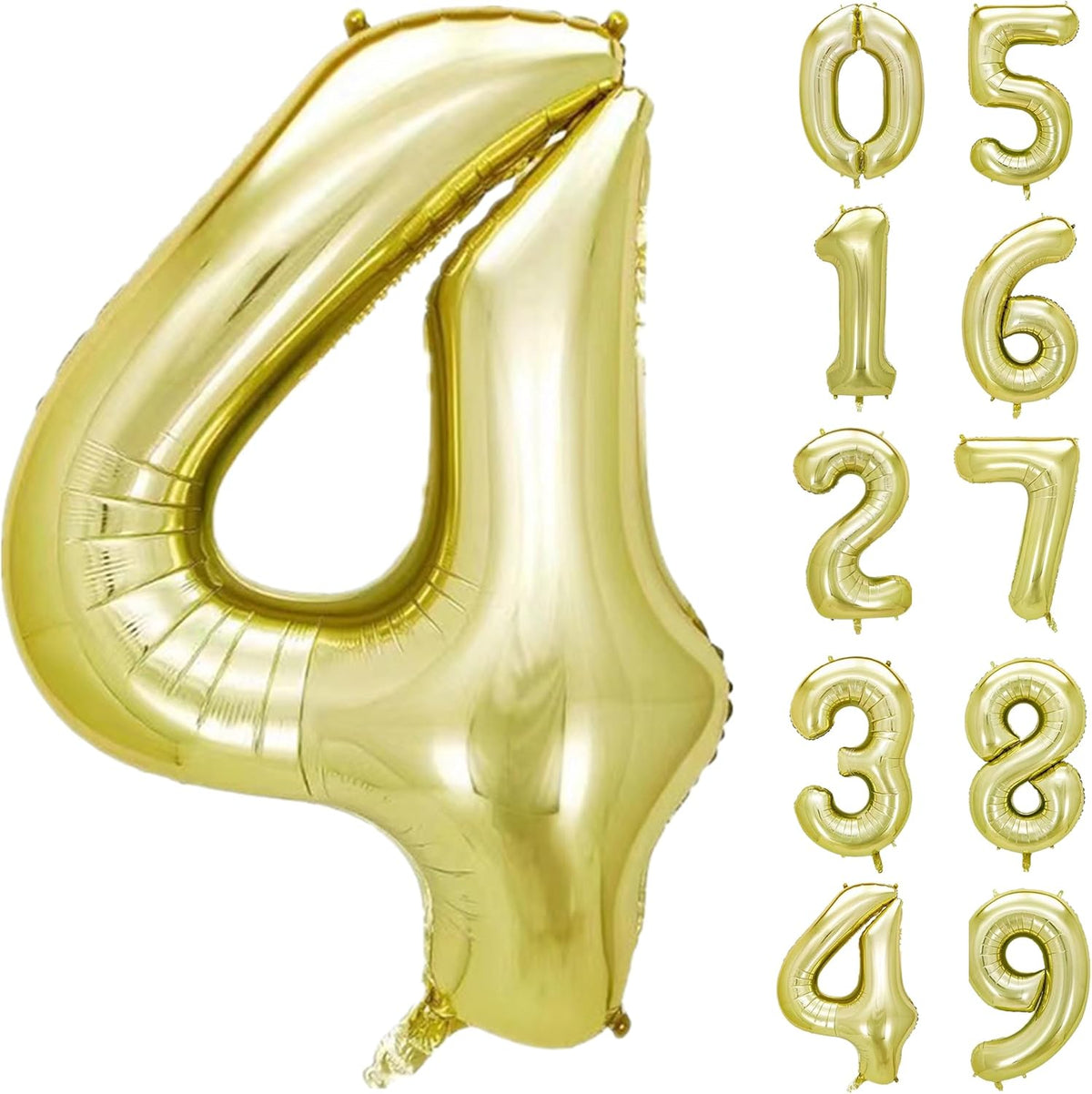 40 Inch Numbers 4 Light Gold Large Balloon Digital 4 for Birthday Party, 0-9 Birthday Party