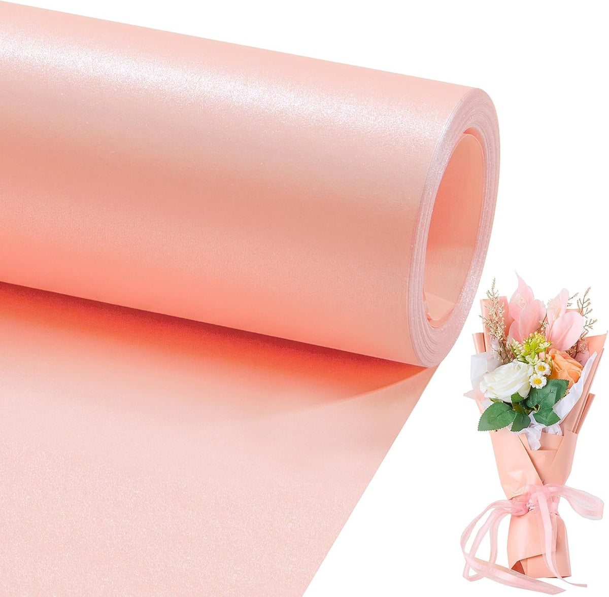 Matte Wrapping Paper Roll - Solid Color Pearly 17.3Inches X 39.4Feet Pink Shimmer Gift Wrapping