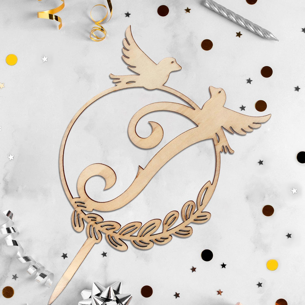 LINGTEER Personalized Inital Letter J Wooden Cake Topper Perfect for Birthday Rustic Wedding Party