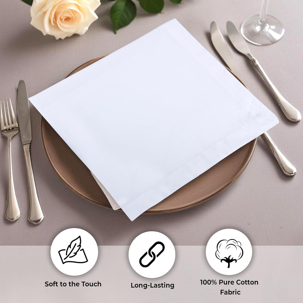 Urban Villa White Cloth Napkins Set of 12 100% Cotton Dinner Napkins Cloths Washable 20”x20”