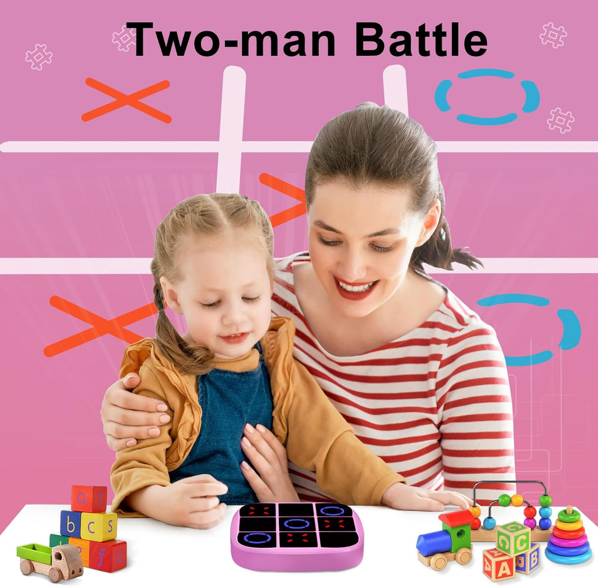 Tic-Tac-Toe Bolt Game, 4-in-1 Handheld Puzzle Games Console, Electronic Tic-Tac-Toe Game for