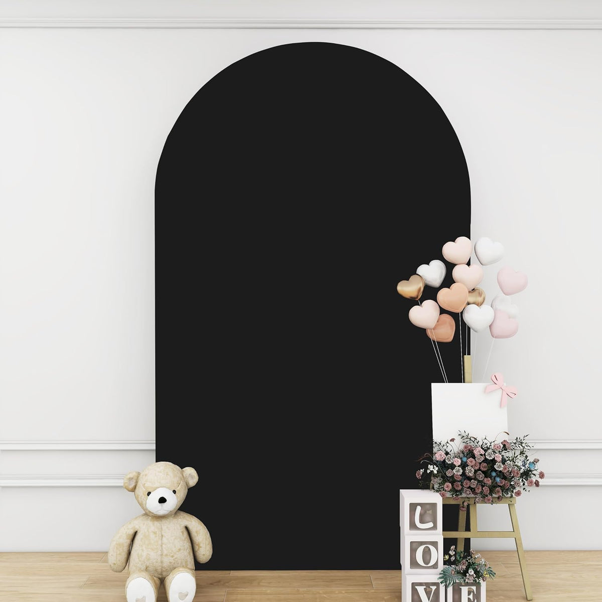 Black Arch Cover 4x7.2ft Arch-Backdrop-Cover Spandex Arched Covers Stretchy Backdrop Chiara Arches