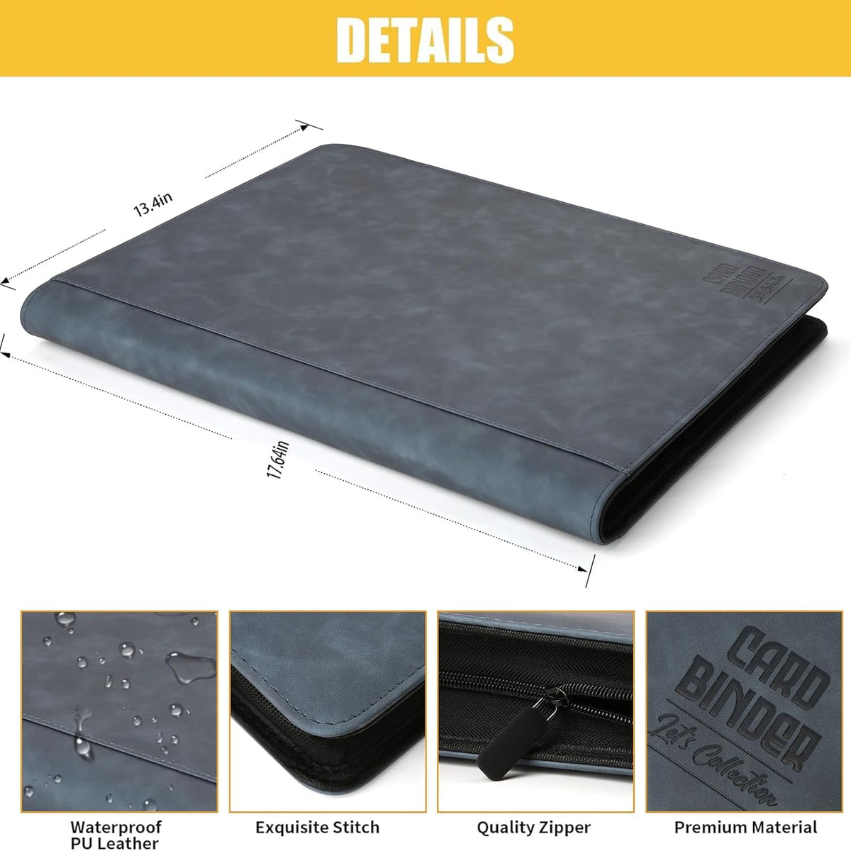 Premium Ringless Trading Card Binder - 1024 Capacity, 16 Side-Loading Pockets per Page, Archival