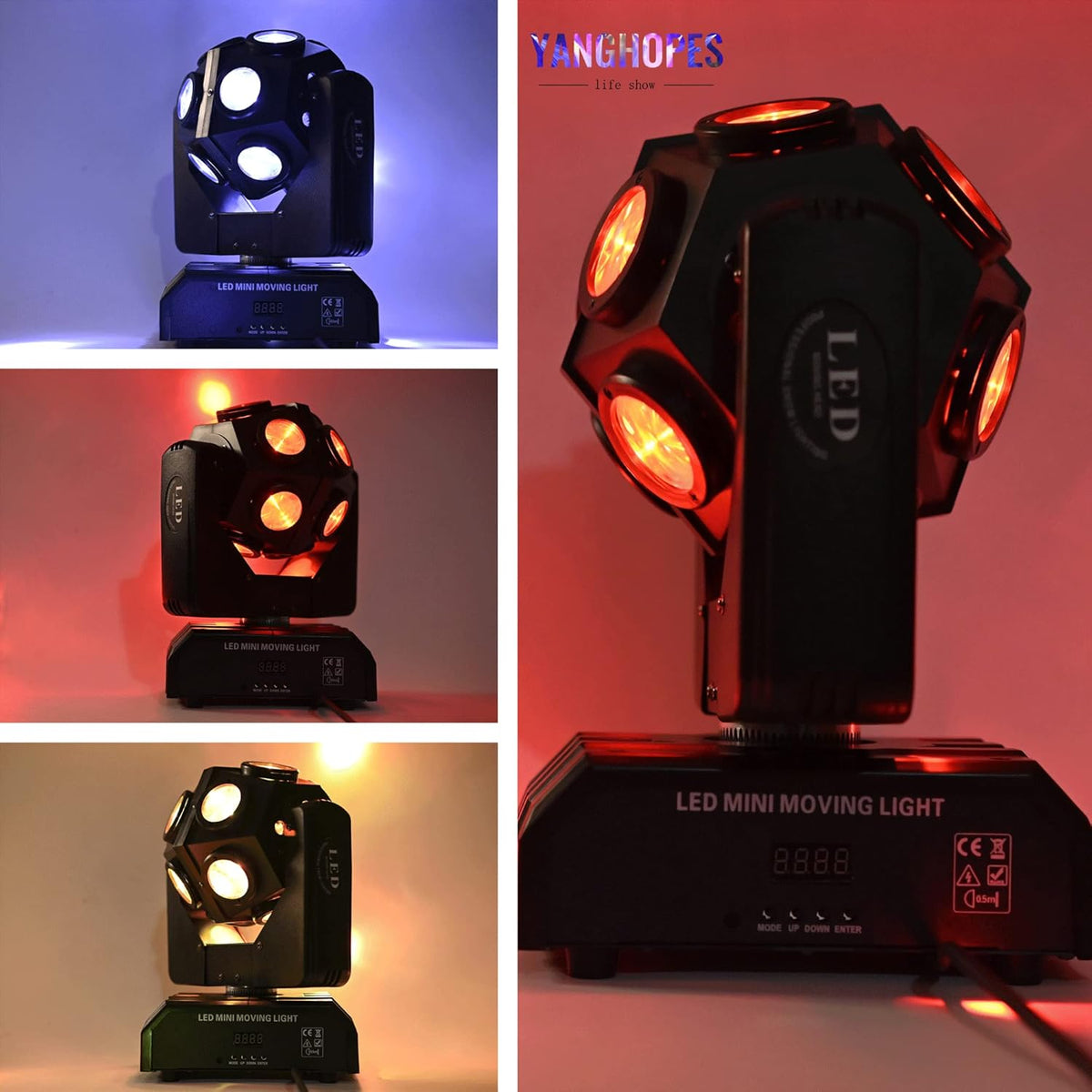 Moving Head DJ Light Party RGBW LED Beam Lights DMX 512 Strobe Light with Sound Activated
