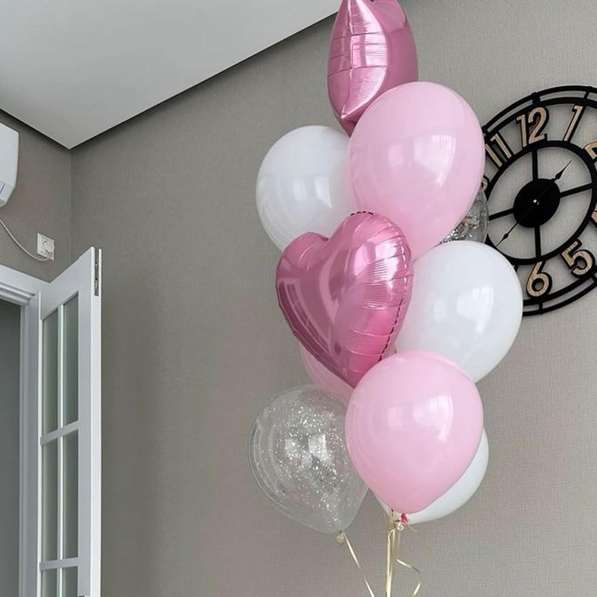 Pink Heart Balloons,12Pcs 18 Inch Light Pink Helium Foil Love Heart Shaped Balloons for Girls Party