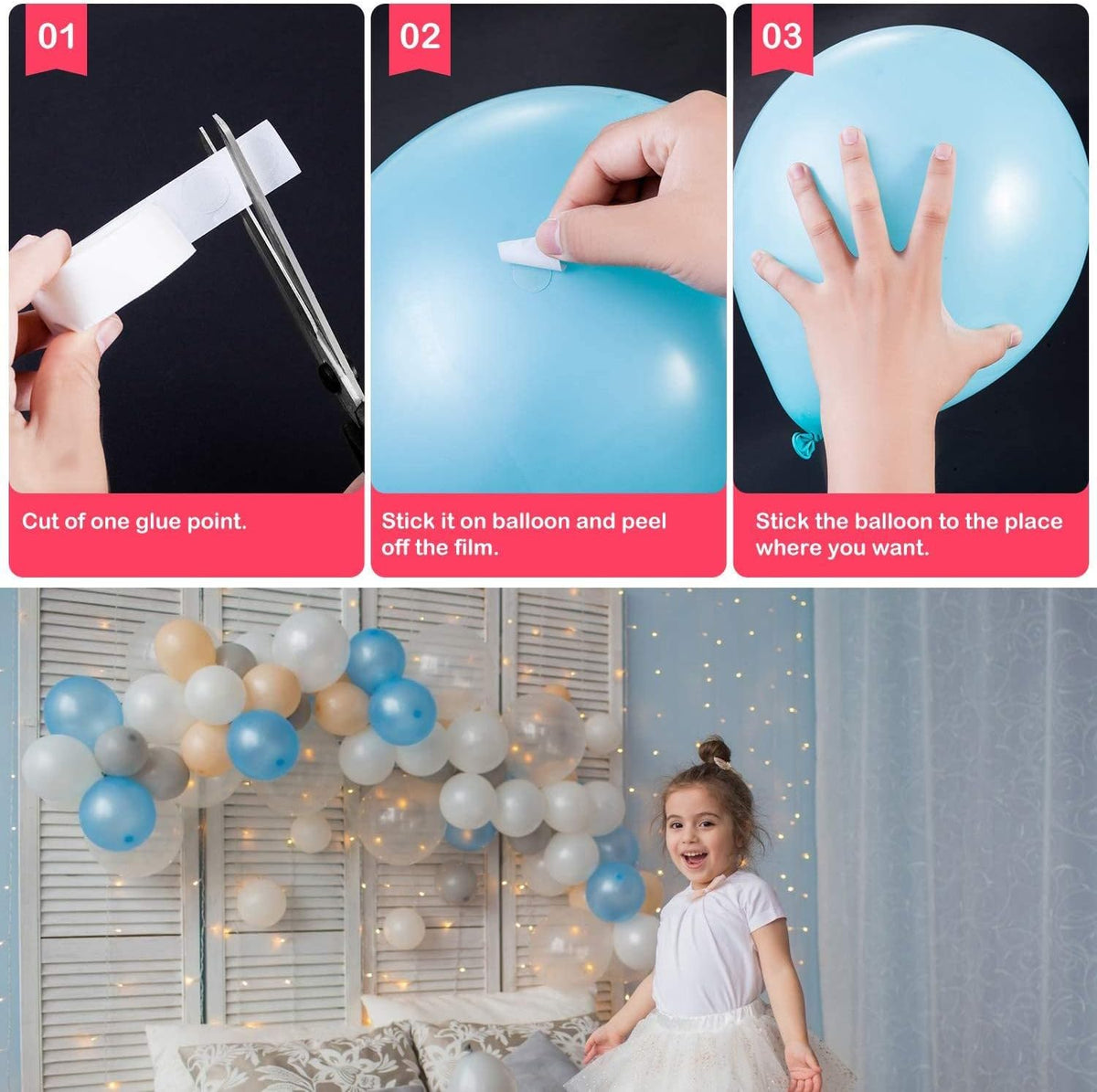 Balloon arch kit and Balloon Garland Kit, 2 Pack Balloon Garland Strips - 2 Pack Balloon Glue Point