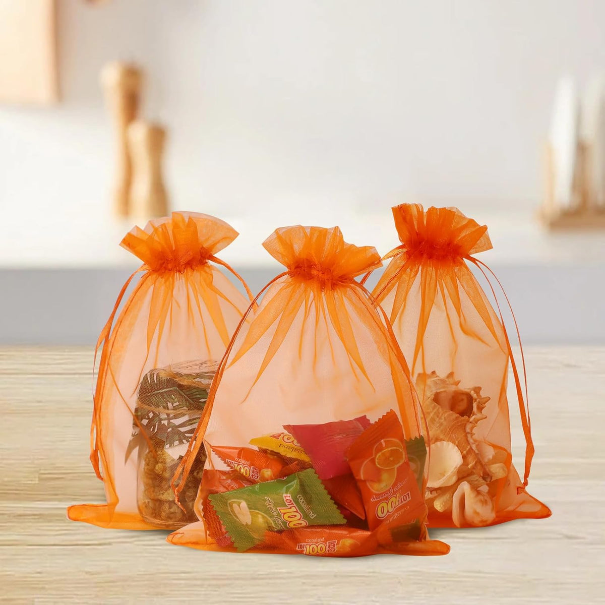 Wudygirl 100PCS 5X7 Inch Organza Bags - Jewelry, Drawstring, Sheer Organza Bags for Halloween