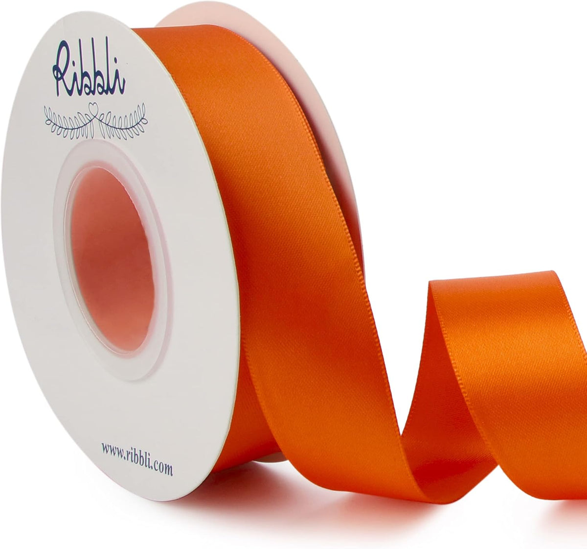Ribbli Torrid Orange Double Faced Satin Ribbon,1” x Continuous 25 Yards,Use for Craft Bows Bouquet