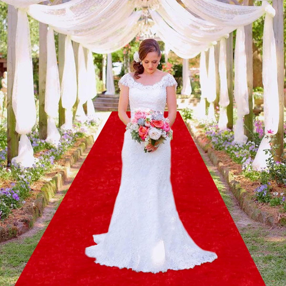 MODFUNS Wedding Aisle Runner Outdoor Red Carpet Runner for Party 4FTx25FT Velvet Fabric Hollywood