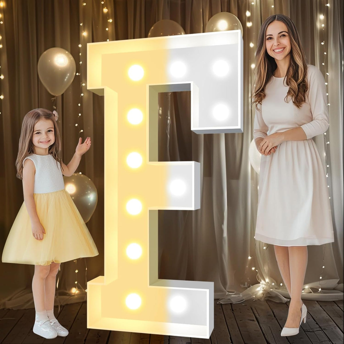 Pooqla 4 FT Marquee Light Up Letters, Cool White and Warm White Marquee Letter 4 Feet Tall, Giant