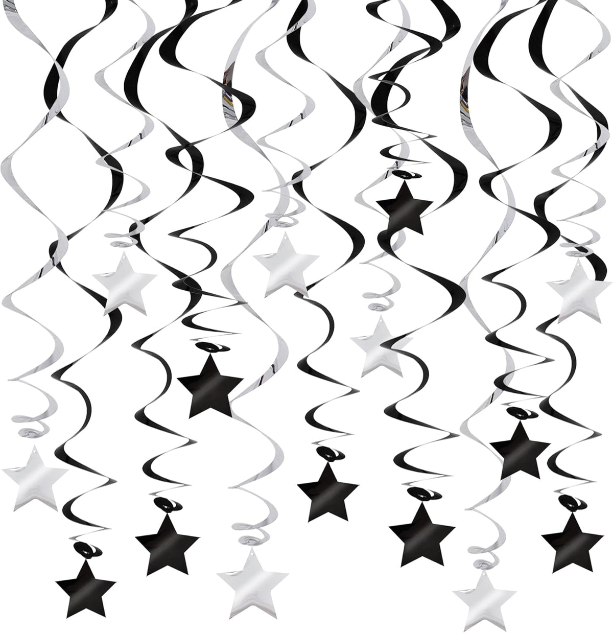 BEISHIDA Black Silver Stars Hanging Swirls Bachelorette Graduation Hanging Ornament Decorations for