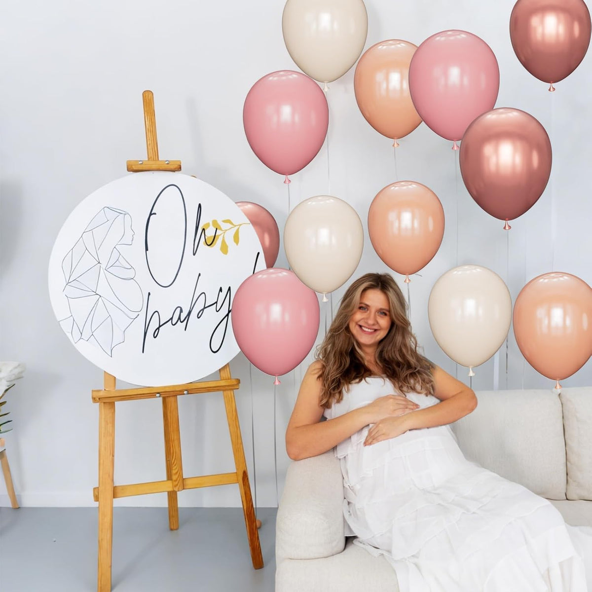 68 Pcs Retro Pink Nude Party Balloons 12Inch Dusty Pink Metallic Rose Gold Balloon Beige Blush