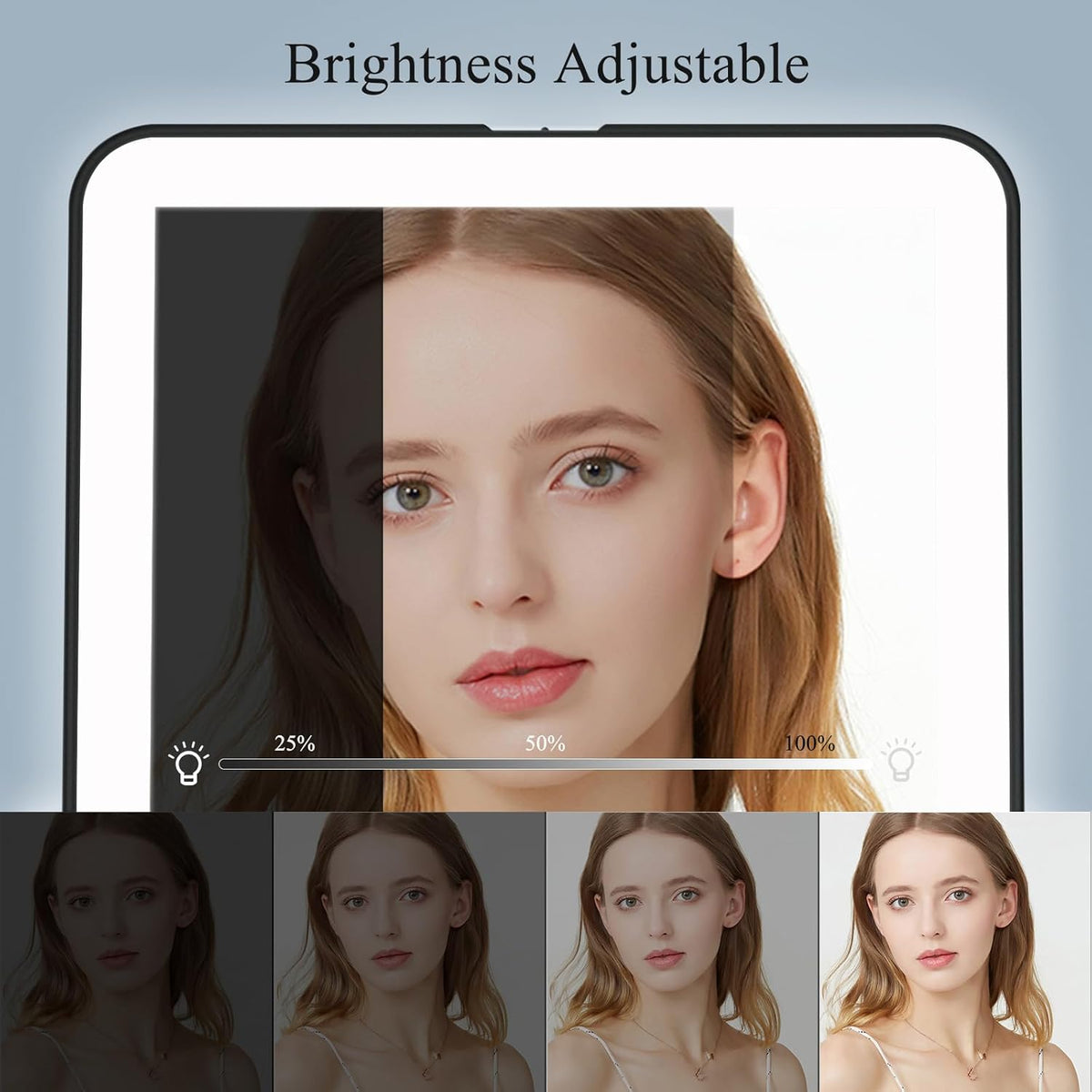 FUNTOUCH Rechargeable Travel Makeup Mirror with 72 Led Lights, Portable Lighted Beauty Mirror, 3