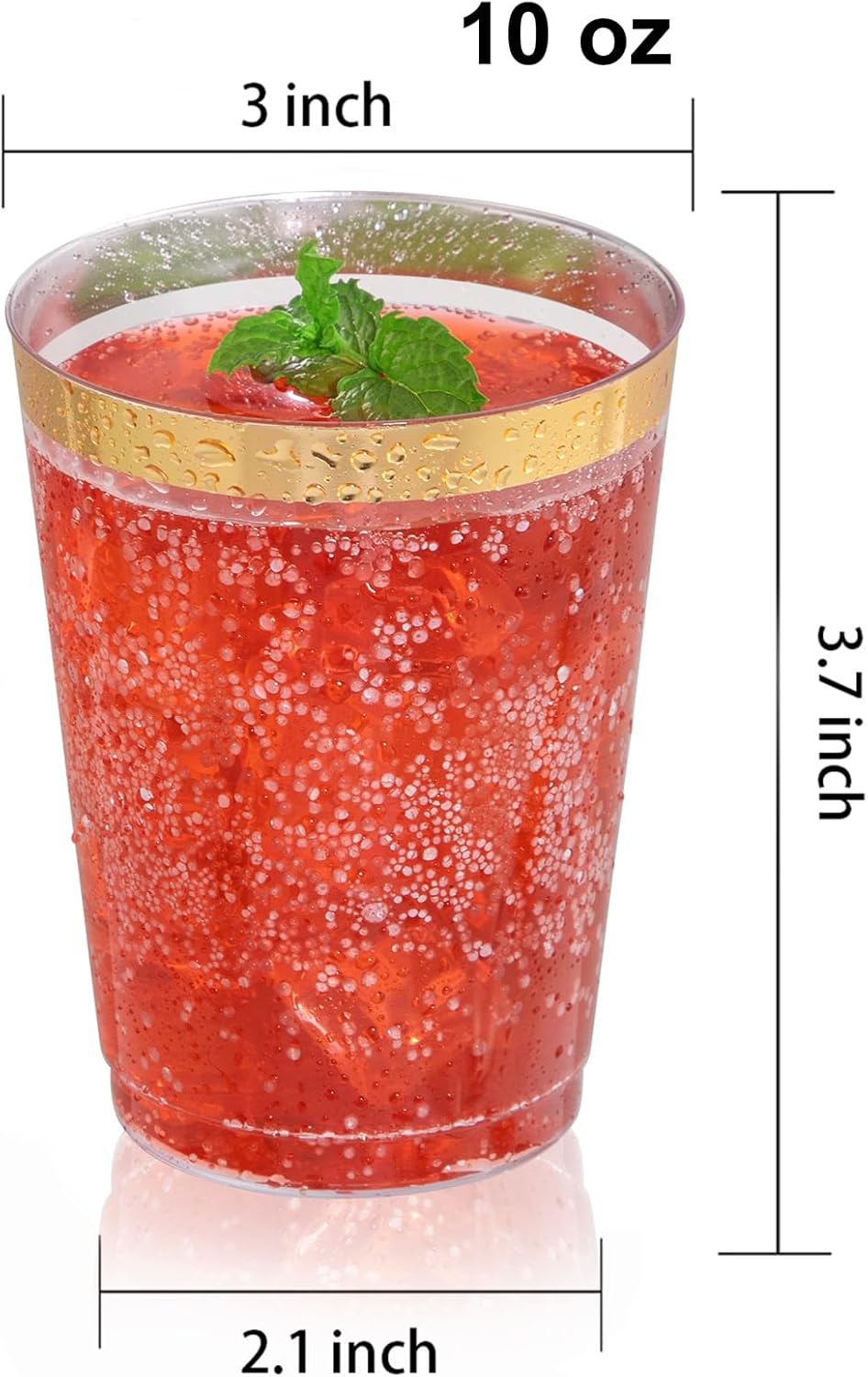DaYammi 200 Pack Gold Plastic Cups 10 Oz Clear Plastic Cups Gold Rimmed Disposable Wine Glasses
