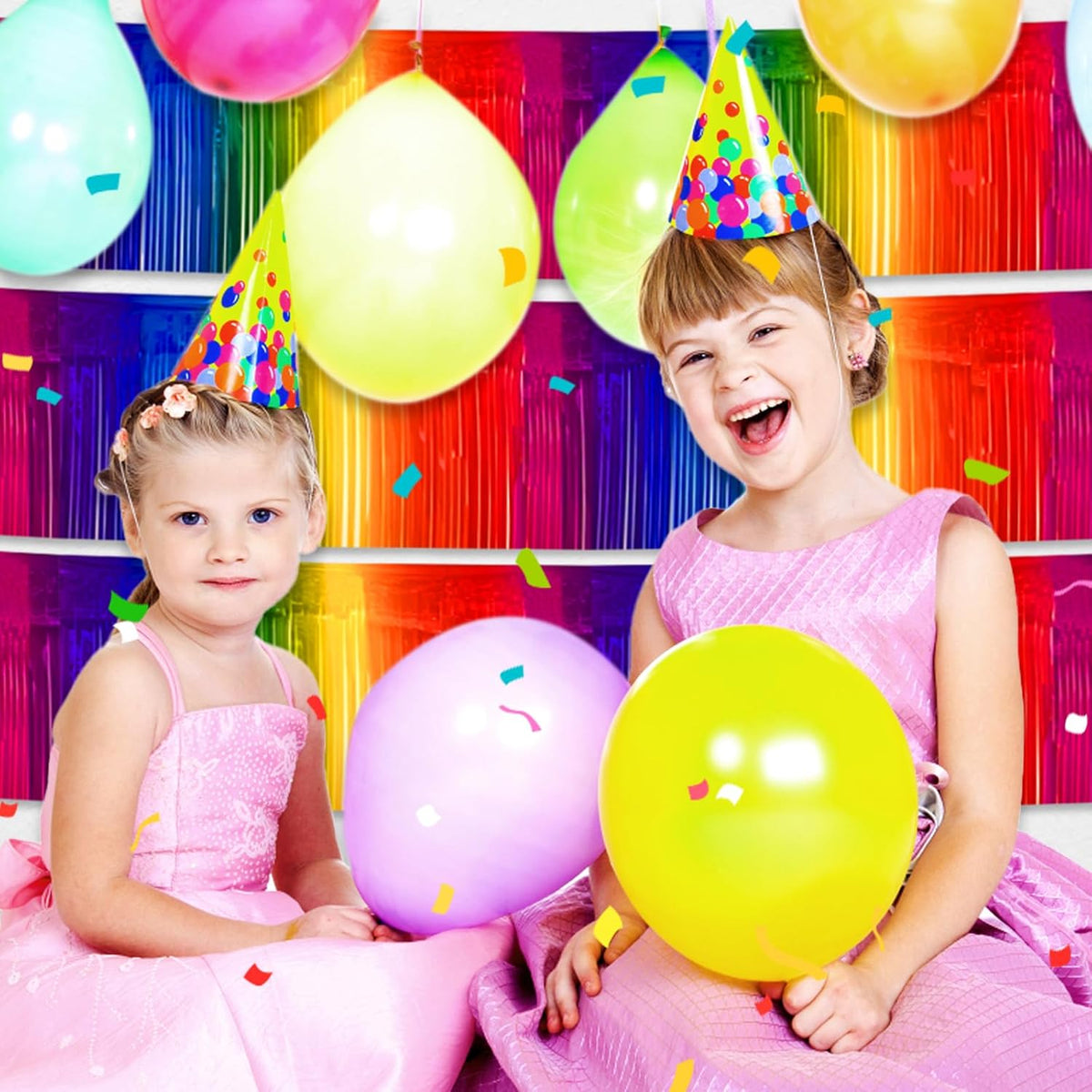 6 Pack 10 Feet Rainbow Foil Fringe Garland Metallic Tinsel Streamers Banner Wall Hanging Curtain