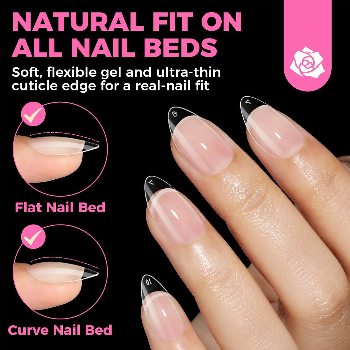 UNA GELLA Short Almond Nail Tips: 504PCS Short Fake Nails Soft Press On Gel Nail Tips Pre Shaped