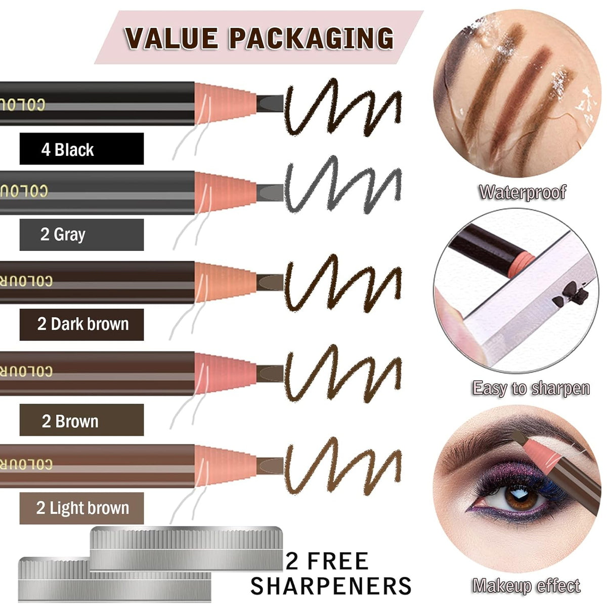 Eyebrow Pencils Brow Pencil Set For Marking, Filling And Outlining, Tattoo Makeup And Microblading
